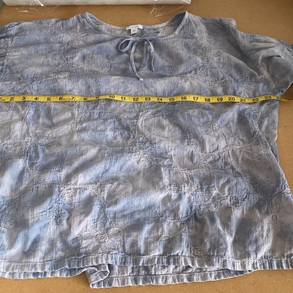 J. Jill Cotton Blouse with Embroidered detail. Blue. Large - Picture 9 of 14